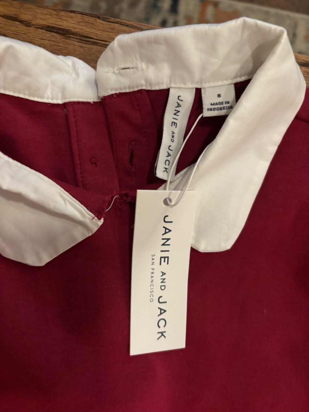 NWT Janie and Jack Burgundy Dress with White Collar
